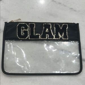 Glam Black and Gold Cosmetic Bag with Transparent Design